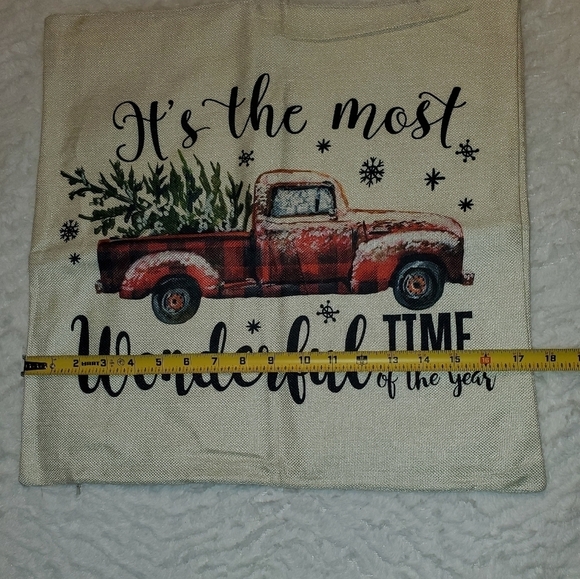 It's The Most Wonderful Time Of The Year old time touch red accent pillow cover - Picture 4 of 6